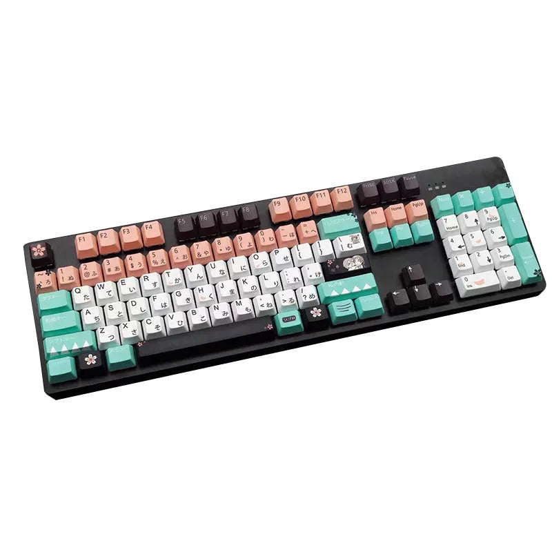 Green mechanical keyboard keycap set for Cherry MX switches with USB wireless connection