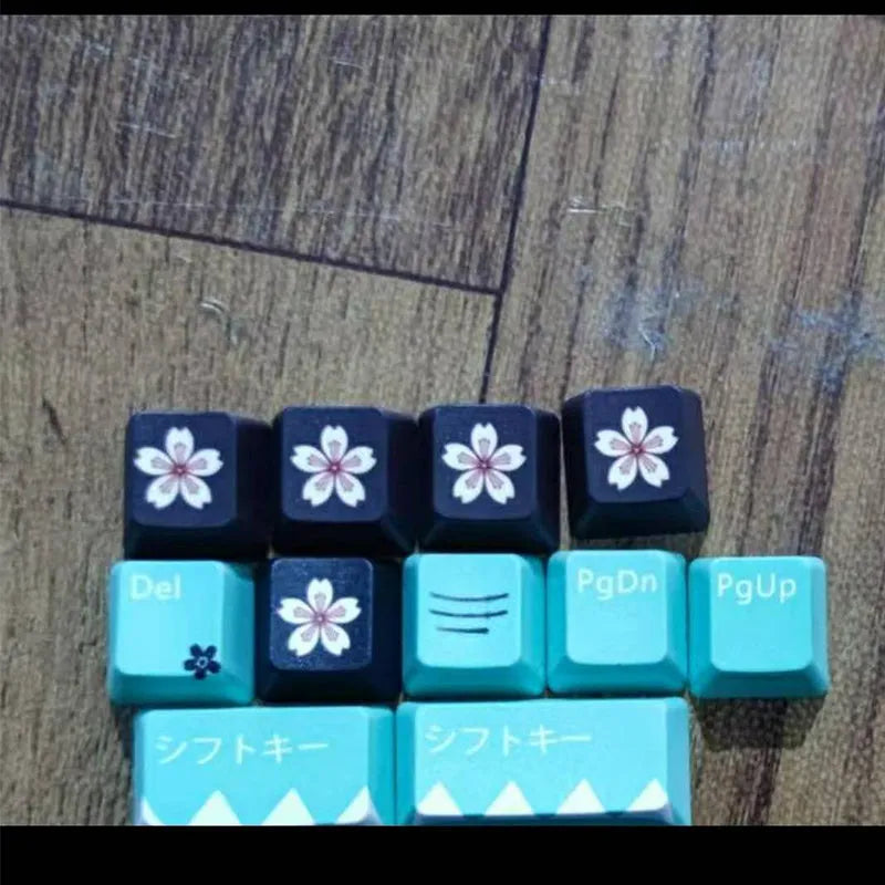 Green mechanical keyboard keycap set for Cherry MX switches with USB wireless connection