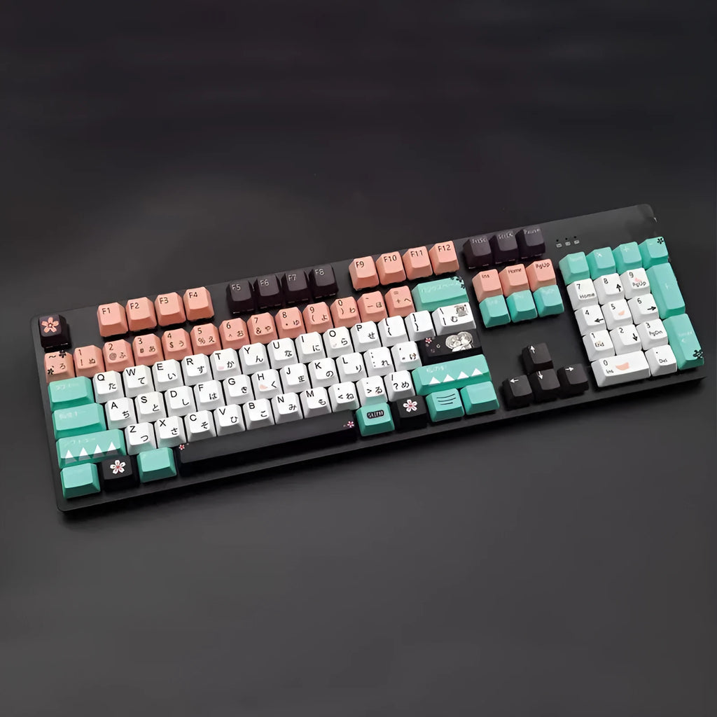 Green mechanical keyboard keycap set for Cherry MX switches with USB wireless connection
