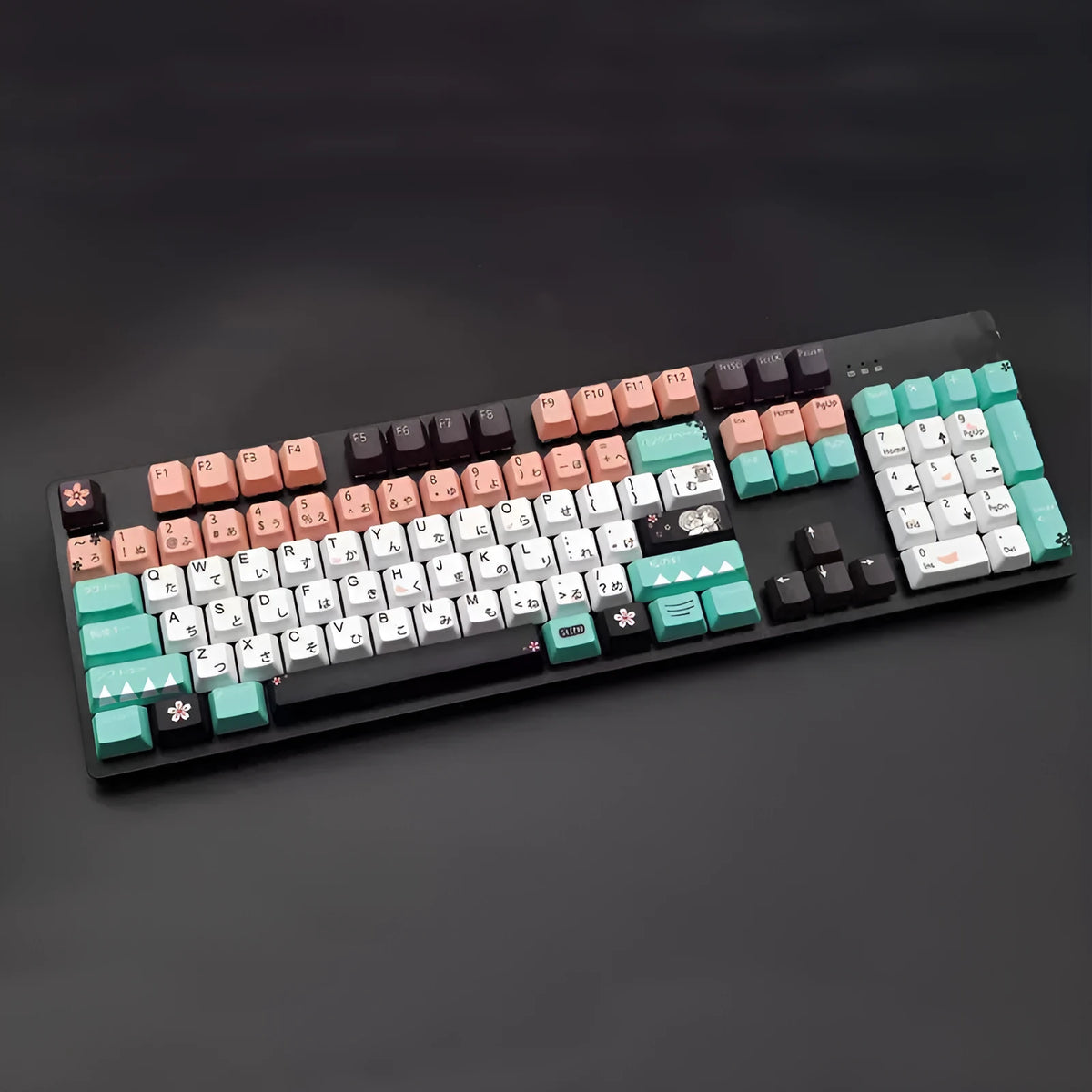 Green mechanical keyboard keycap set for Cherry MX switches with USB wireless connection