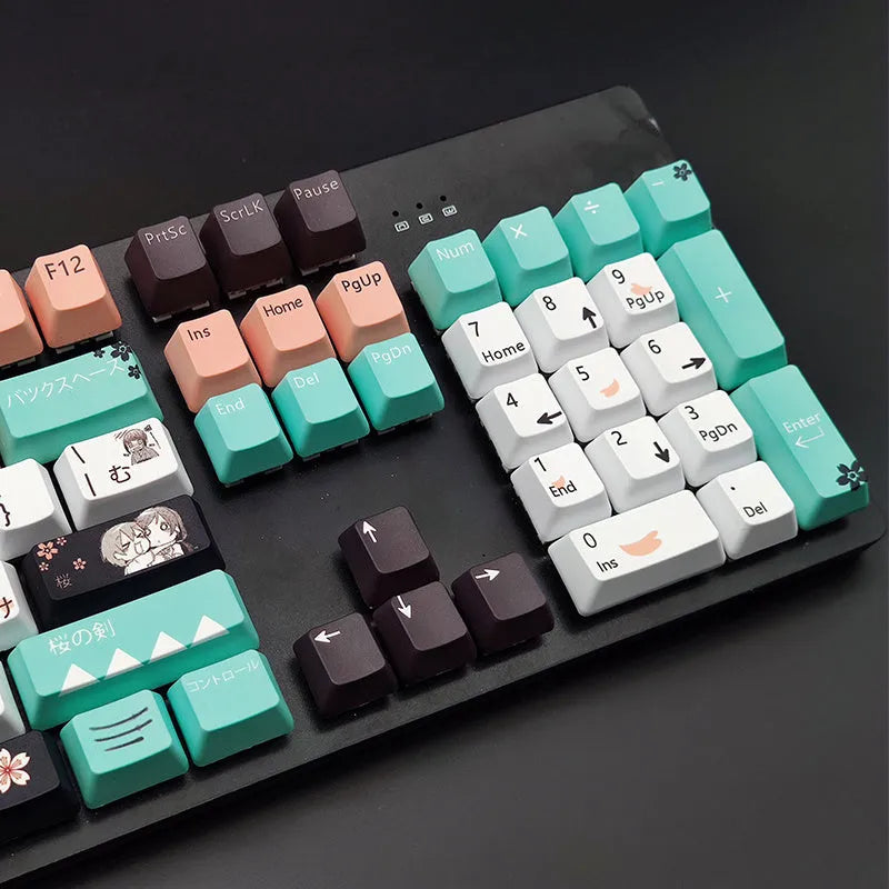 Green mechanical keyboard keycap set for Cherry MX switches with USB wireless connection
