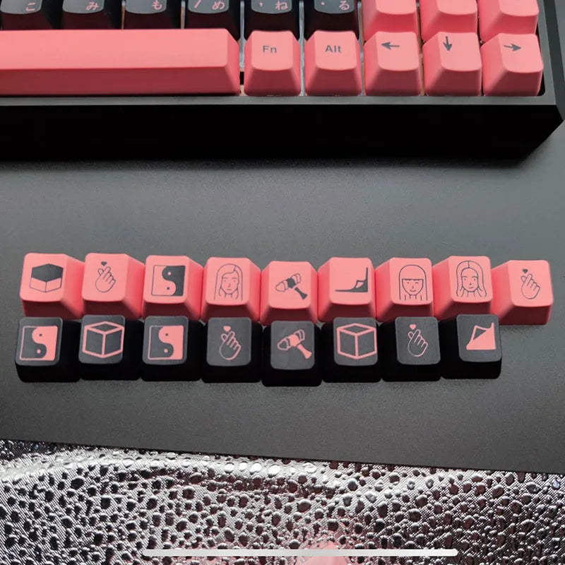 Single PBT sublimation keycap for mechanical keyboards, available in black pink, blue or brown