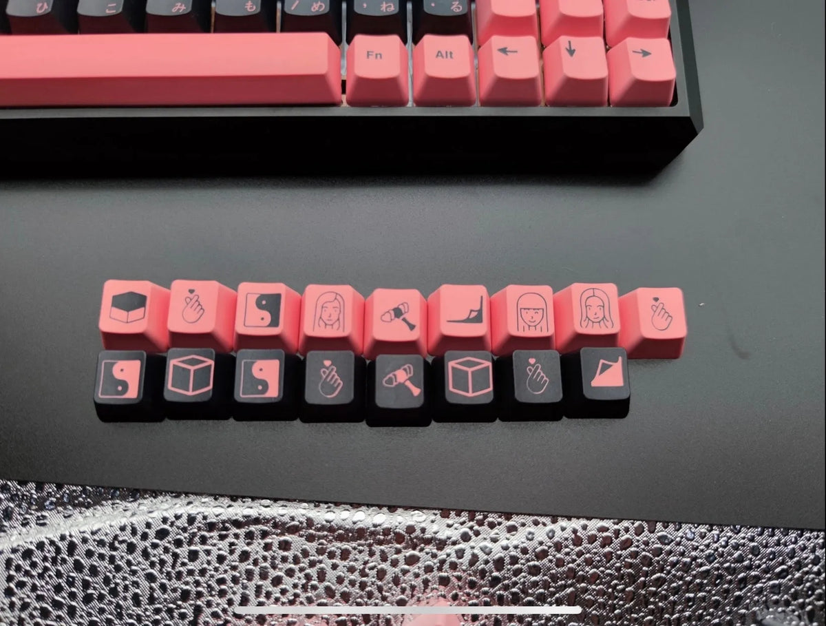 Single PBT sublimation keycap for mechanical keyboards, available in black pink, blue or brown