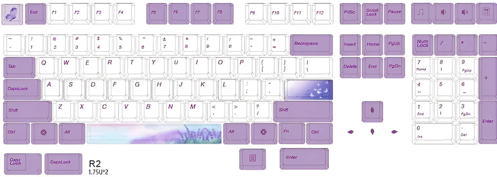 Lavender violet PBT keycaps for AKKO RK IKBC108 mechanical keyboard with sublimation printing