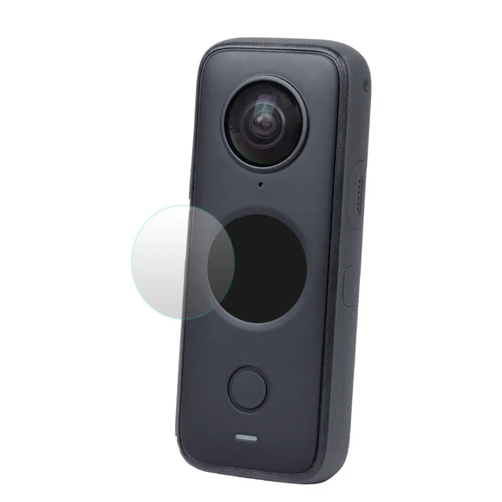 Black tempered glass screen protector for Insta360 ONE X2 camera lens.