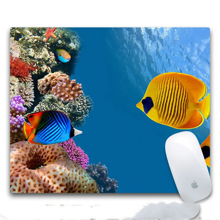 Custom printed rubber mouse pad with cloth surface measuring 240x200mm