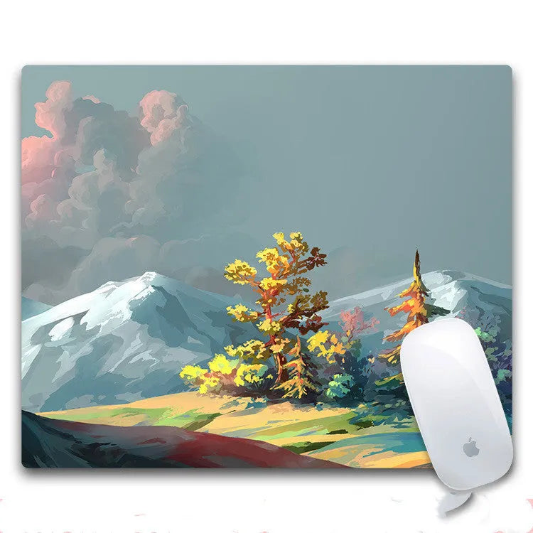 Custom printed rubber mouse pad with cloth surface measuring 240x200mm