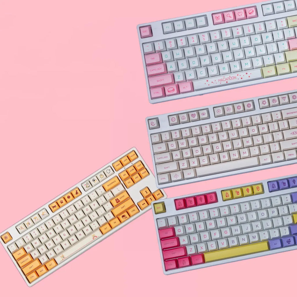 Wireless Ice Cream Macaroni Key Cap set in four colours for mechanical keyboards