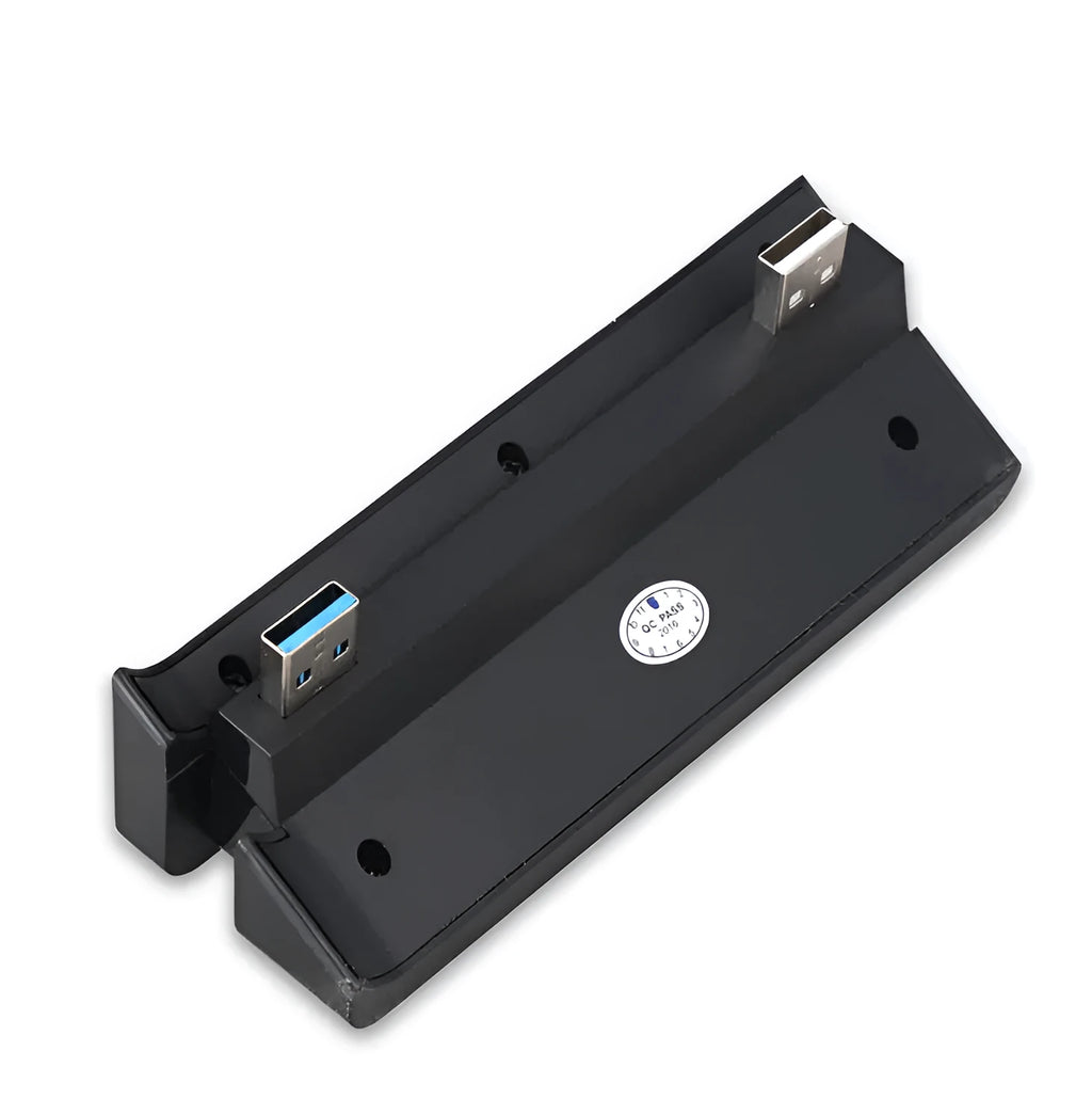 Black PS4 Slim USB hub extender with multiple USB ports for gaming accessories