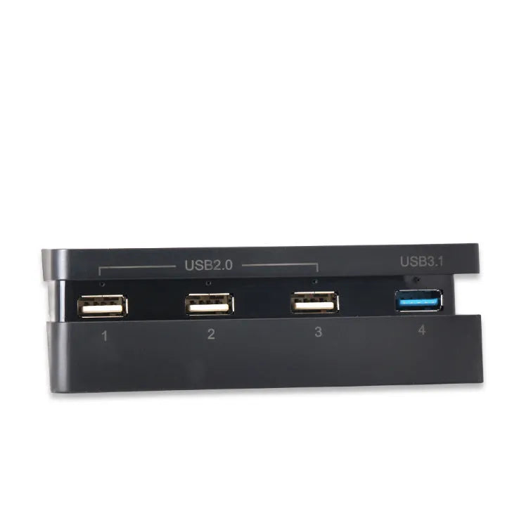 Black PS4 Slim USB hub extender with multiple USB ports for gaming accessories