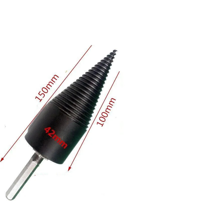 Hexagonal steel wood splitting drill bit with cone tip for electric drills, shown in 32mm and 42mm sizes.