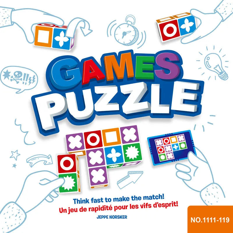 Space logical thinking board game with 20 colourful blocks, 60 pattern cards, and colour box measuring 21 x 21 x 6 cm