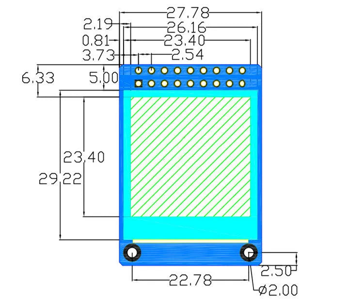 1.3 inch square IPS LCD display module with 240x240 resolution and 18-pin connection