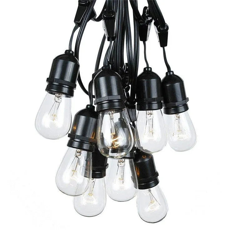 Black decoration light string with bulbs for indoor and outdoor illumination