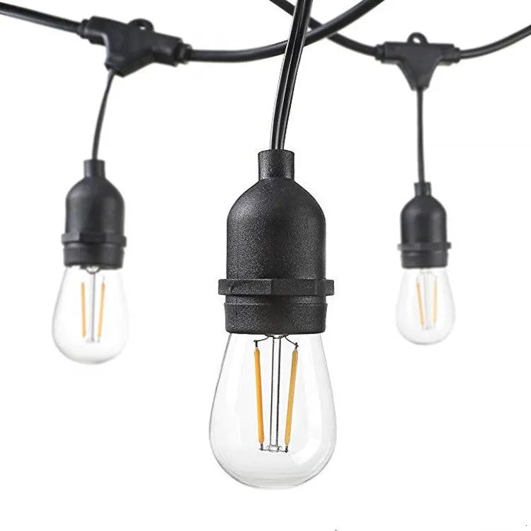 Black decoration light string with bulbs for indoor and outdoor illumination
