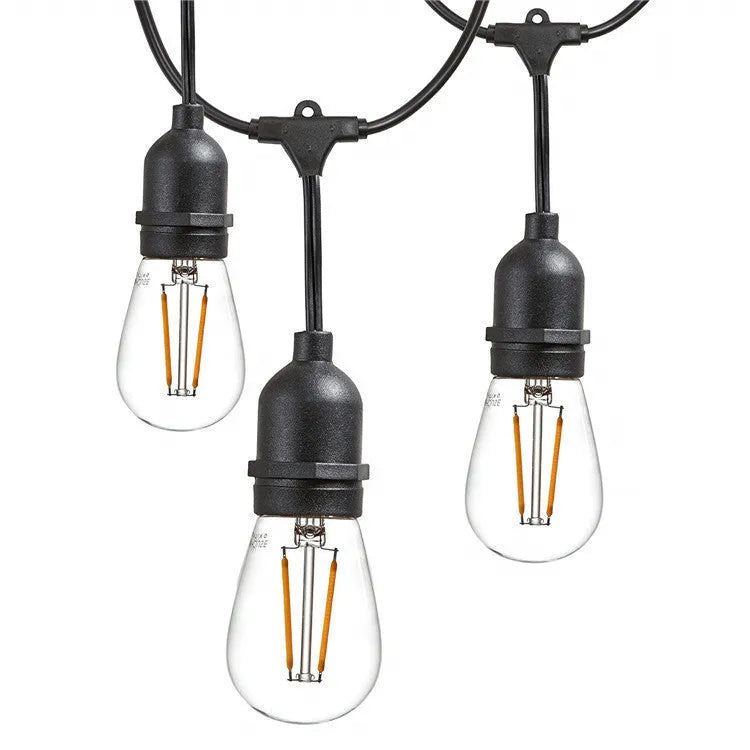 Black decoration light string with bulbs for indoor and outdoor illumination