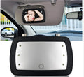 Black car sun visor makeup mirror, 17x11cm ABS and glass shell with six LEDs and finger touch switch