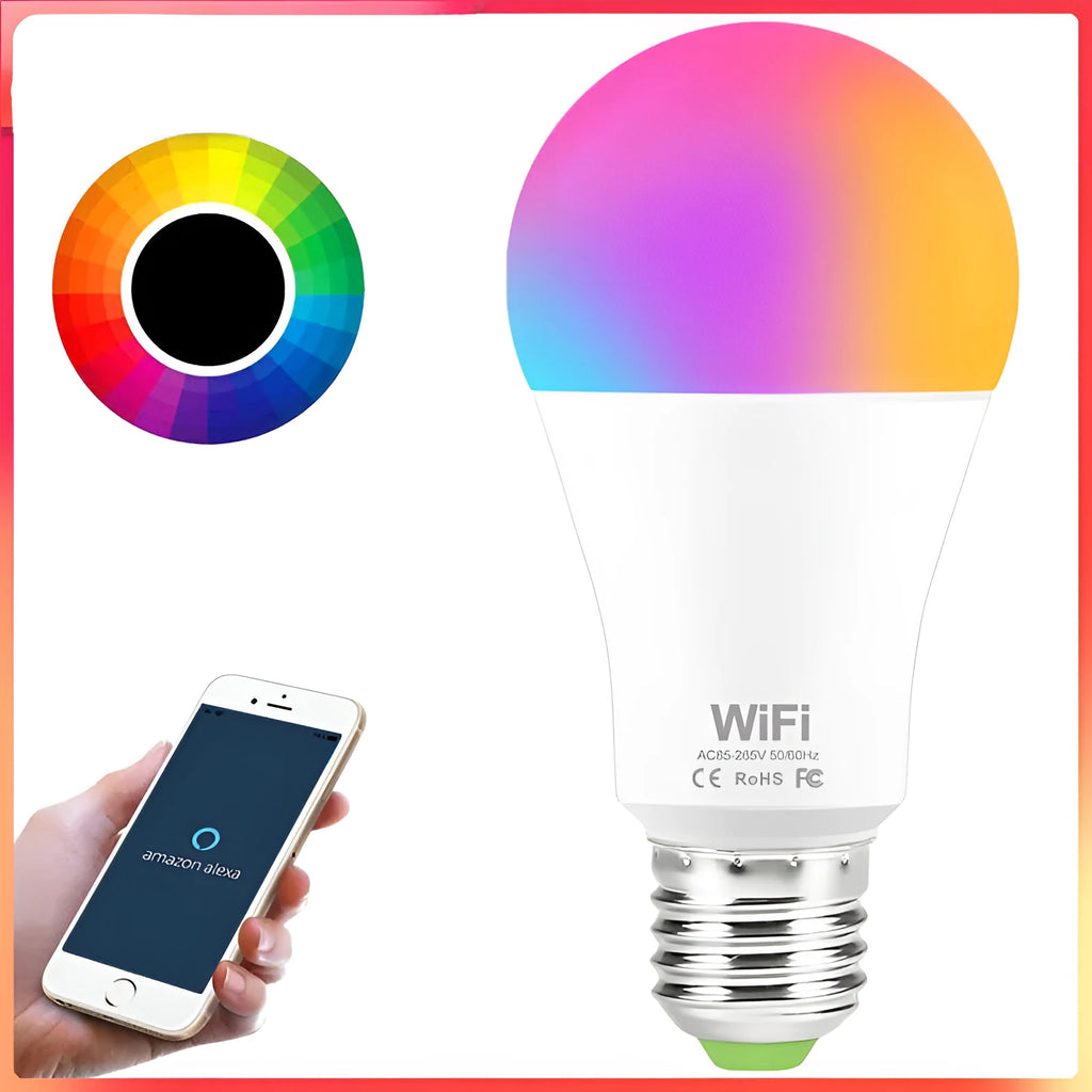 WiFi smart LED light bulb with RGB colours and white lighting options
