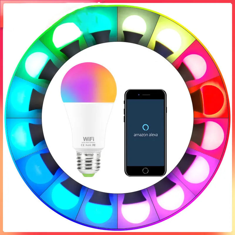 WiFi smart LED light bulb with RGB colours and white lighting options