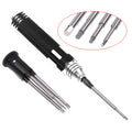 Black aluminium handle four-piece hexagon socket screwdriver set for aeromodelling with four high-speed steel bits