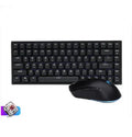 RK526 wireless mechanical keyboard and mouse set in blue with USB transmitter and charging cable