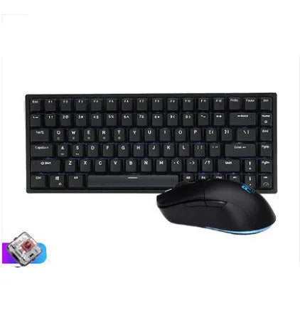 RK526 wireless mechanical keyboard and mouse set in blue with USB transmitter and charging cable