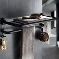 Perforated aluminium bathroom folding shelf with double-layer towel rack in light luxury style