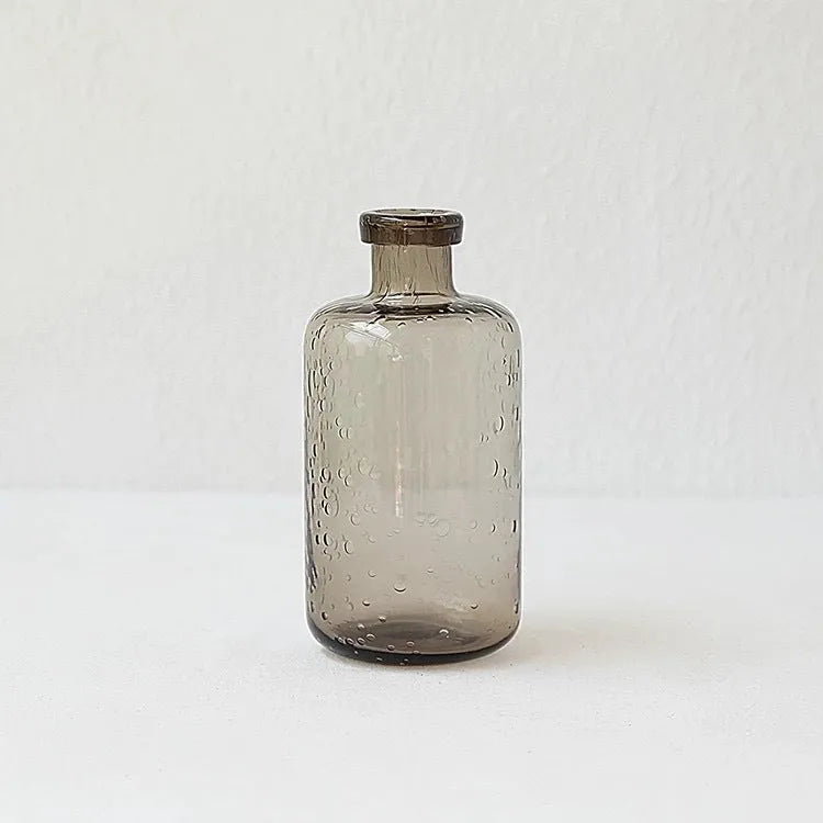 Grey geometric bubble glass vase with stained glass construction and modern design