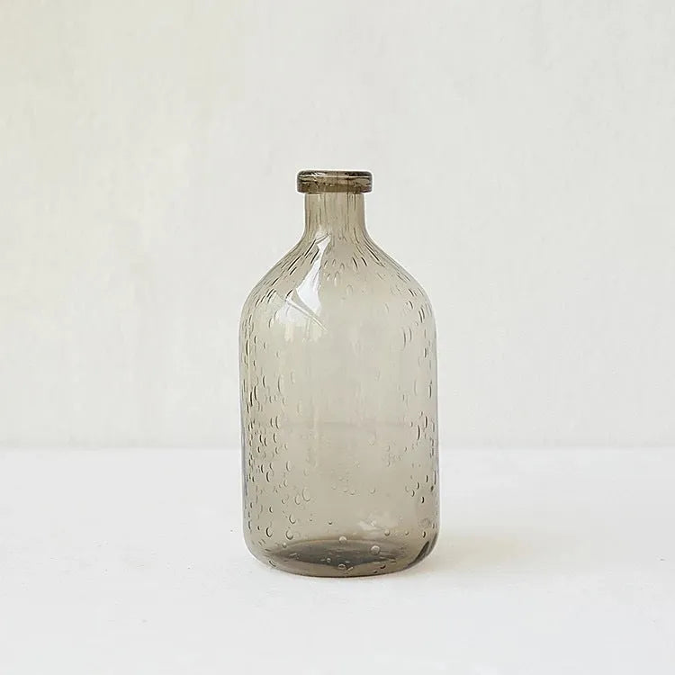 Grey geometric bubble glass vase with stained glass construction and modern design