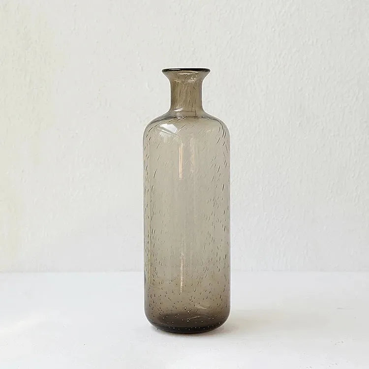 Grey geometric bubble glass vase with stained glass construction and modern design