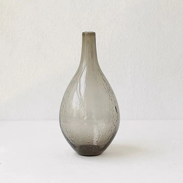 Grey geometric bubble glass vase with stained glass construction and modern design