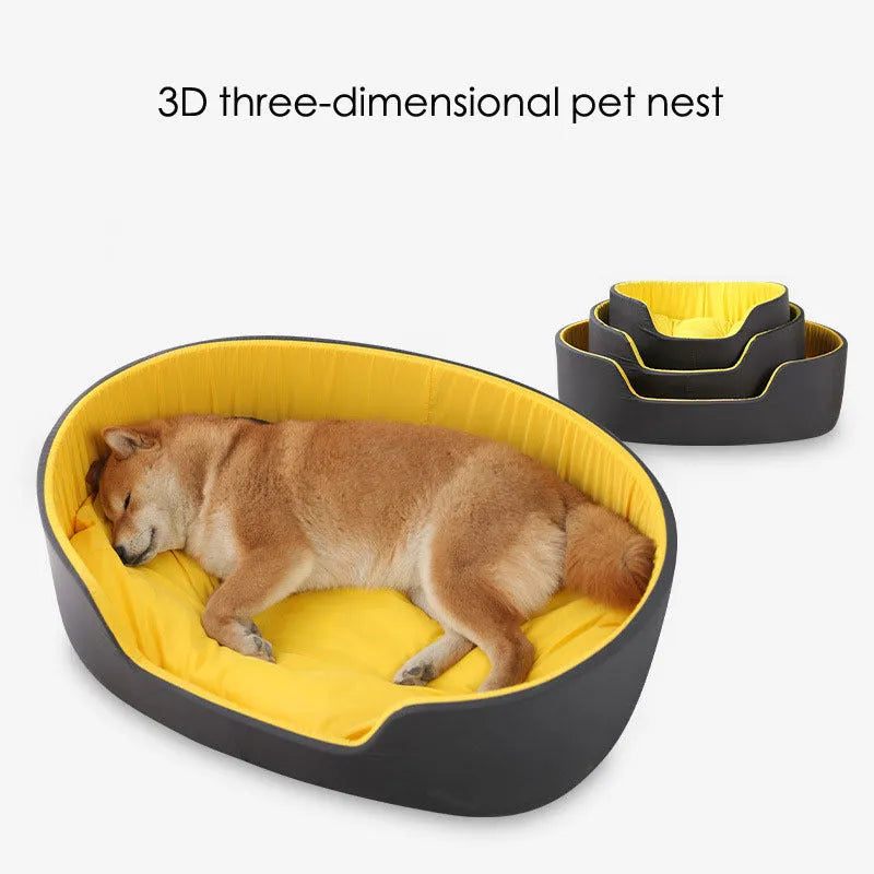 Washable cloth pet kennel in black or green, available in S M L sizes for winter warmth