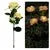 Solar rose garden lamp with three-head white LED lighting and ground spike for outdoor installation