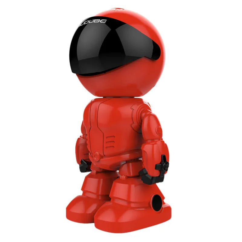 Silver HD night vision surveillance robot with PTZ rotation capability and wide-angle lens