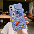 Spaceman purple silicone gel phone case with cartoon astronaut design for iPhone