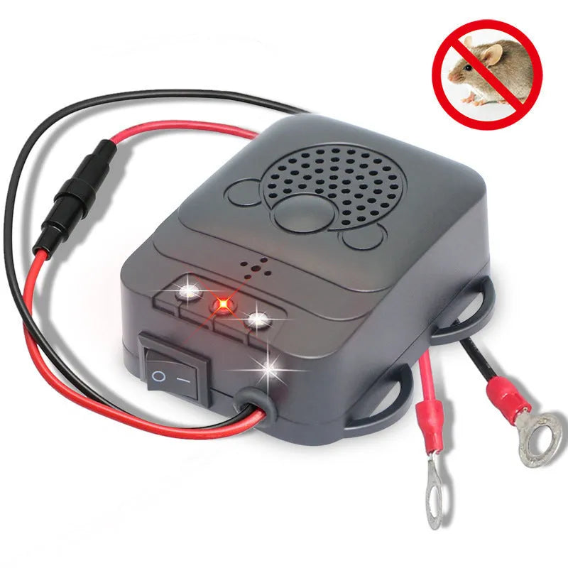 Temehee black rectangular rodent repellent with ultrasonic function and LED light, boxed