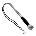 Black stainless steel dog bike leash with 44cm handle and 55cm rope attached to bicycle