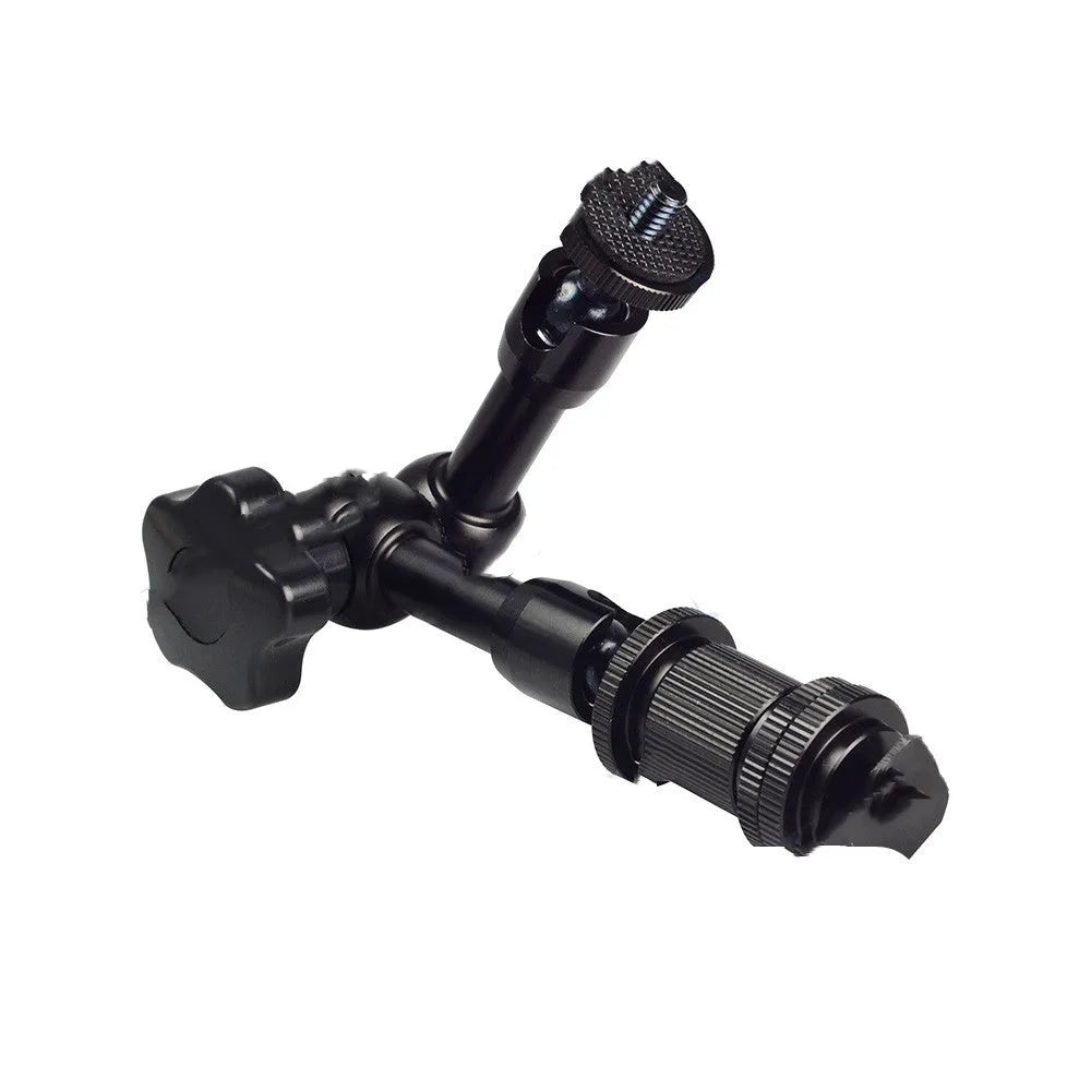 Black metal 7-inch magic friction articulating arm for DSLR cameras with hot shoe mount