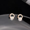 Gold geometric round titanium steel earrings for women in Korean style