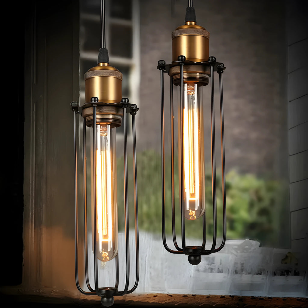 Brown iron gladiator chandelier with fishing line shape in Nordic retro style