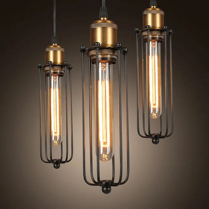 Brown iron gladiator chandelier with fishing line shape in Nordic retro style