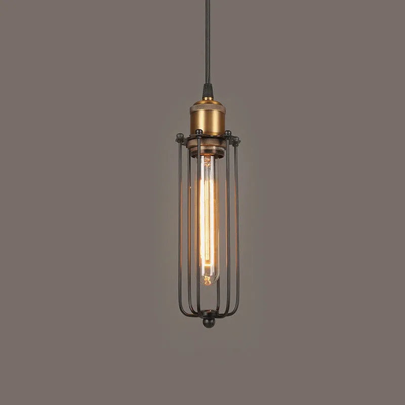 Brown iron gladiator chandelier with fishing line shape in Nordic retro style