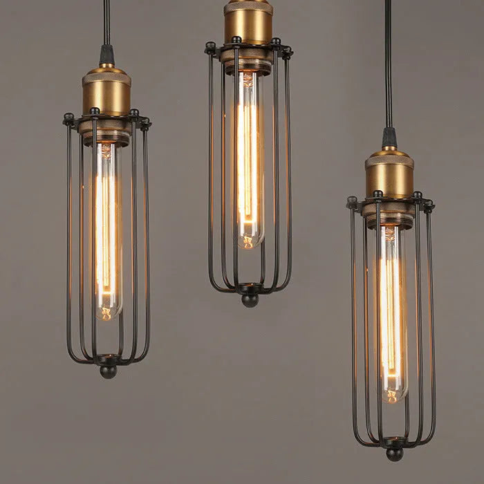 Brown iron gladiator chandelier with fishing line shape in Nordic retro style