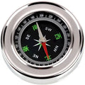 Stainless steel handheld compass for hiking and camping with brushed metal finish, polished bottom, in white or yellow.