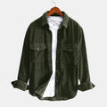 Men's corduroy shirt, long sleeved, slim fit, plain cotton 72.4%, retro leisure shirt, S to 3XL
