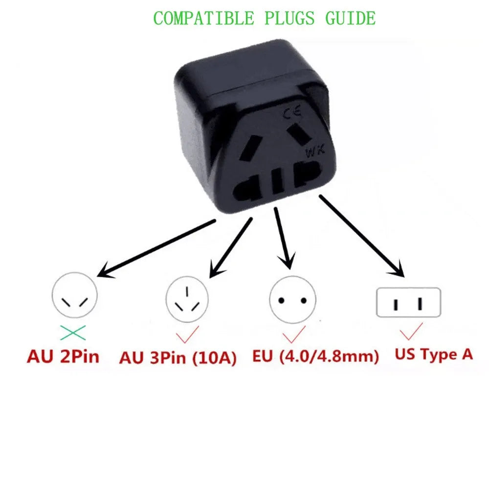 White UK three-pin international power adapter with five AC outlets for travel use