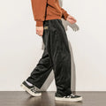 Men's casual corduroy trousers in black, straight-leg cut, 95% polyester blend, available in multiple sizes