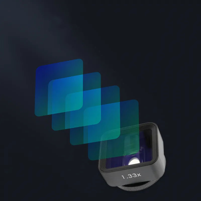 Black SANYK 1.33x anamorphic widescreen lens for mobile phone video recording