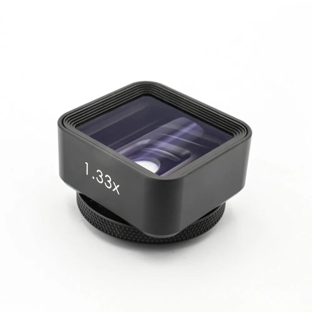 Black SANYK 1.33x anamorphic widescreen lens for mobile phone video recording