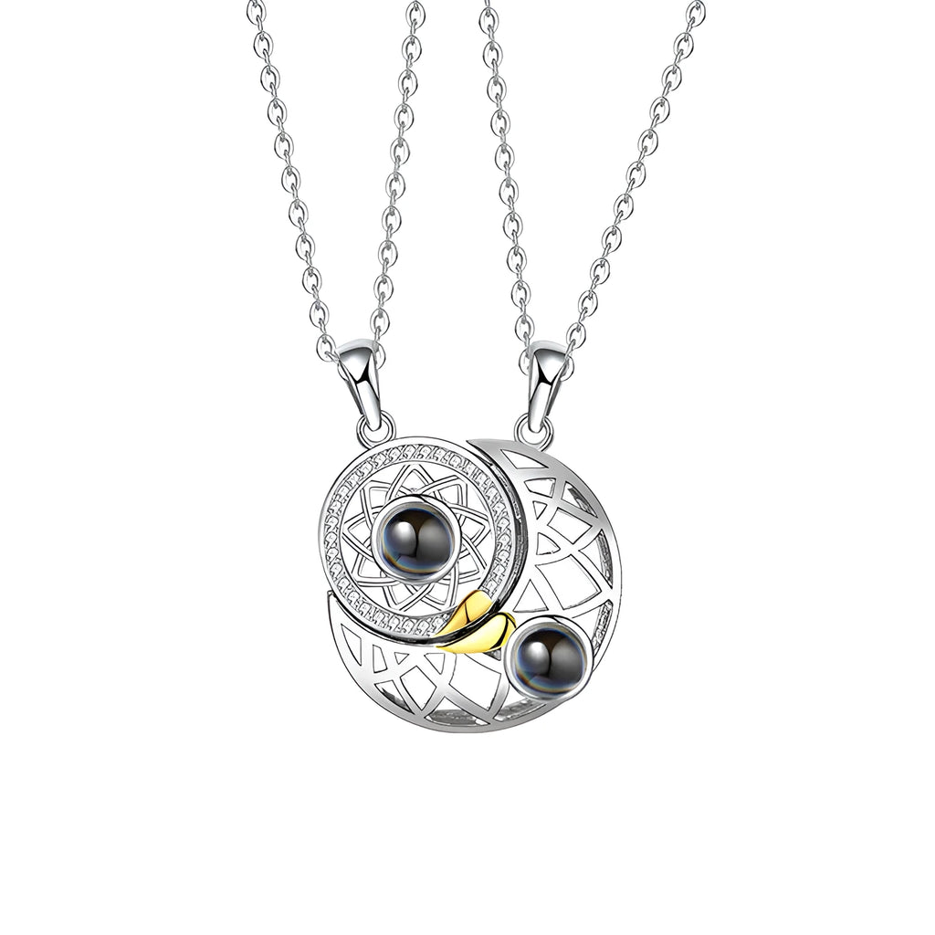 Love You To The Moon And Back engraved pendant necklace in gold or silver with adjustable chain